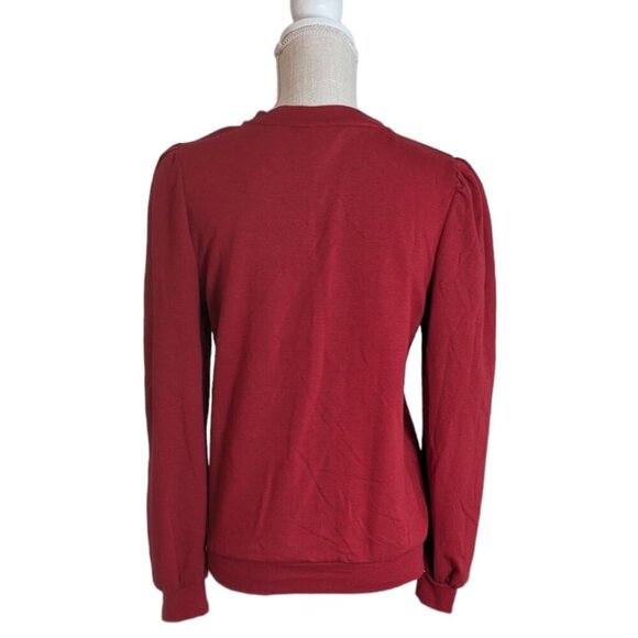 Knox Rose Red V Neck Pullover Sweatshirt Top Women's - Picture 3 of 4